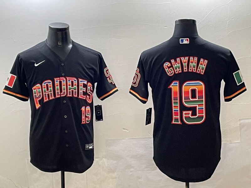 Men San Diego Padres 19 Gwynn Black Fashion Game 2025 Nike MLB Jersey style 1